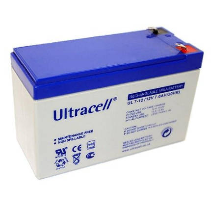 Акумуляторна батарея Ultracell UL7-12 AGM 12V 7 Ah (151 x 65 x 99) White Q8/420, фото 1
