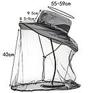 Капелюх із антимоскітною сіткою від комарів панама Anti Mosquito накомарник Сірий протимоскітка, фото 3