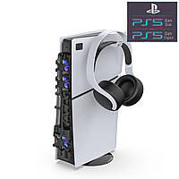 Комплект 3 в 1 DOBE для PS5 Slim: Три охолоджувальні вентилятори/Вертикальна підставка/Кріплення для навушників
