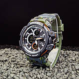 Спортивний електронний водонепроникний годинник Smael 1708 Camo Green. Тактичний годинник для військових, фото 6