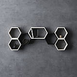 Полиці для книг настінні комбінованого забарвлення, полиці соти з натурального дерева в квартиру, фото 2