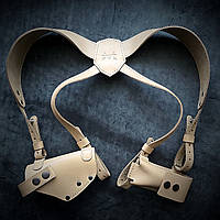 Оперативная кобура под ПМ с дополнительным магазином| кожаная| койот