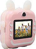 Дитячий фотоапарат миттєвого друку зайчик рожевий, міні принтер фотопарат заєць, фотоапарат для дівчинки, фото 3