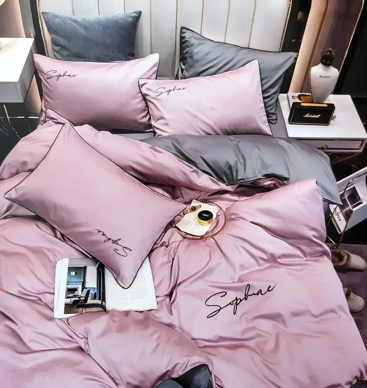 Постільна білизна двоспальна Сатин/Комплект постільної білизни з вишивкою, фото 1