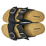 Жіночі чорні шльопки Romika на літо, класичні шльопанці з пряжками та ремінцями для підлітків., фото 3