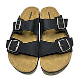 Жіночі чорні шльопки Romika на літо, класичні шльопанці з пряжками та ремінцями для підлітків., фото 2