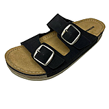 Жіночі чорні шльопки Romika на літо, класичні шльопанці з пряжками та ремінцями для підлітків., фото 4