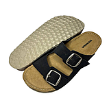 Жіночі чорні шльопки Romika на літо, класичні шльопанці з пряжками та ремінцями для підлітків., фото 9