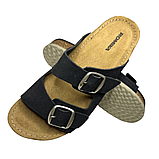 Жіночі чорні шльопки Romika на літо, класичні шльопанці з пряжками та ремінцями для підлітків., фото 7