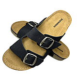 Жіночі чорні шльопки Romika на літо, класичні шльопанці з пряжками та ремінцями для підлітків., фото 8