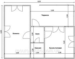 Дім 6 м х 8 м із внутрішньою терасою