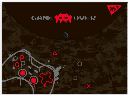 Папка-конверт на кнопці А4 "Yes" Game over пластик, 492008, шт, фото 1