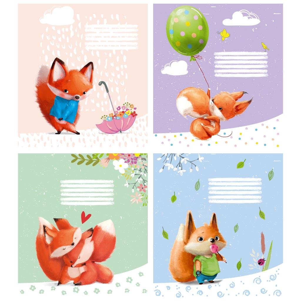 Зошит 12 аркушів у косу лінію Поліграфіст Лисички 12С 703