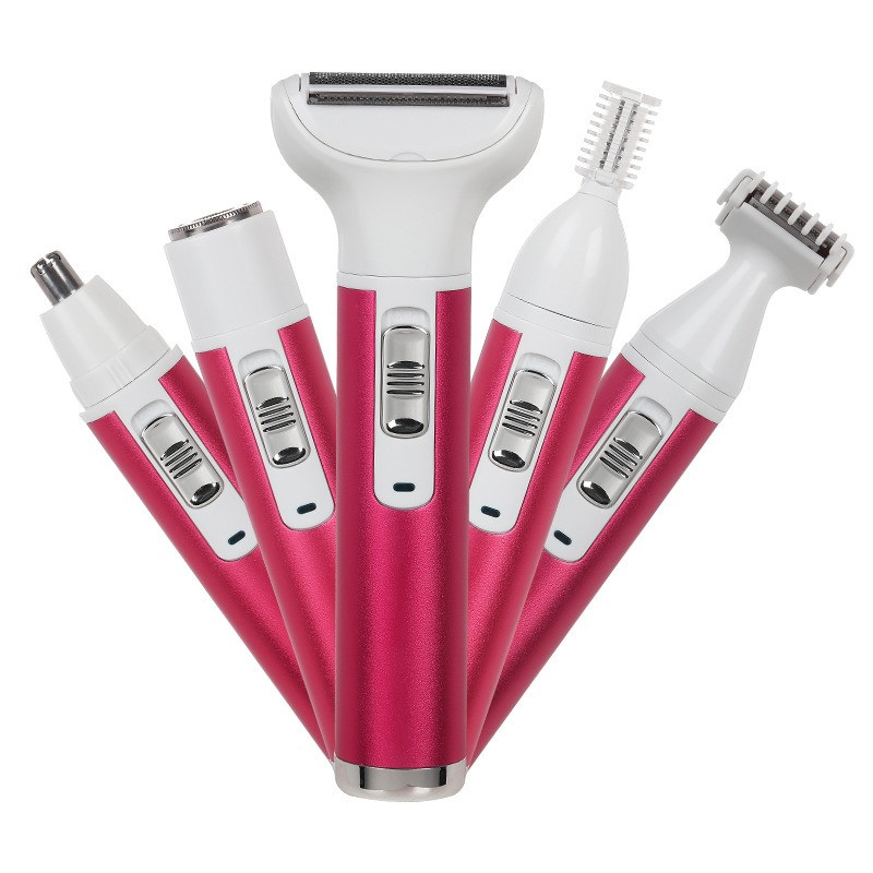 Жіноча бритва/тример 5в1 для тіла, обличчя, брів, носа електрична з акумулятором KROAYA XD-3011 рожевий, фото 1