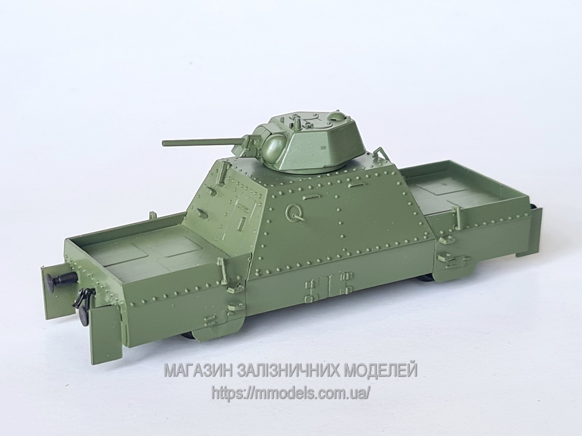 Масштабна модель вітчизняного 2-х осного броневагону PL-43, масштабу 1:87