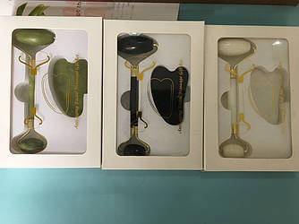 Масажер нефритовий для краси обличчя, очей, шиї, чола, Набір 2 в 1 Anti-aging Facial Massage Gift Set