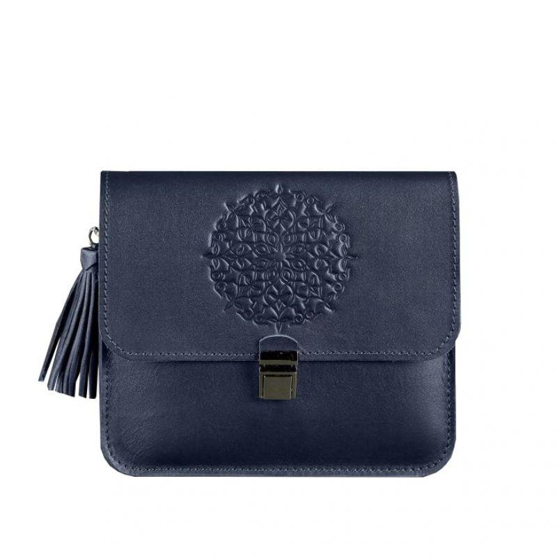 Шкіряна жіноча бохо сумка BlankNote Лілу Темно-Синя (BN-BAG-3-navy-blue)