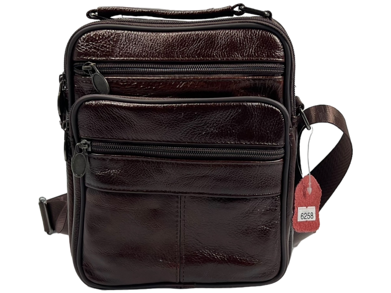 Сумка через плече з натуральної шкіри, чоловіча, 4 л, універсальна, коричнева