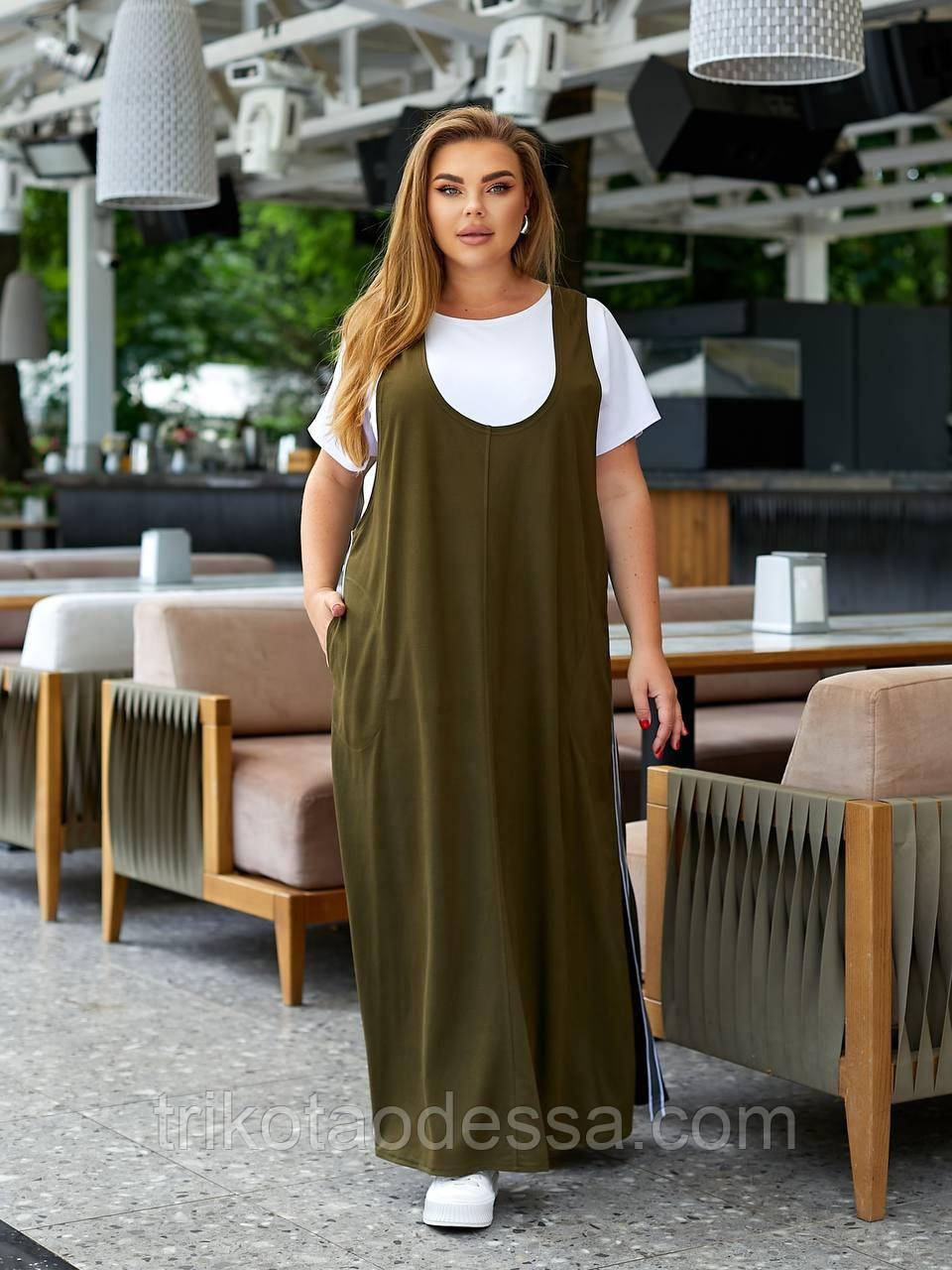 Сарафан + футболка жіноча 1417ну батал р.60-70 New, фото 1