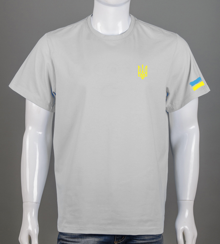 Футболка батал Тризуб UA Світло-сірий 2306б, 3XL (1шт), фото 1