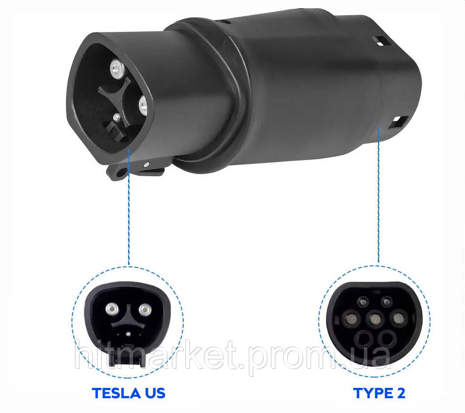 Переходник для зарядки электромобиля TESLA US - Type 2 EU 1 фаза, 7 кВт ...