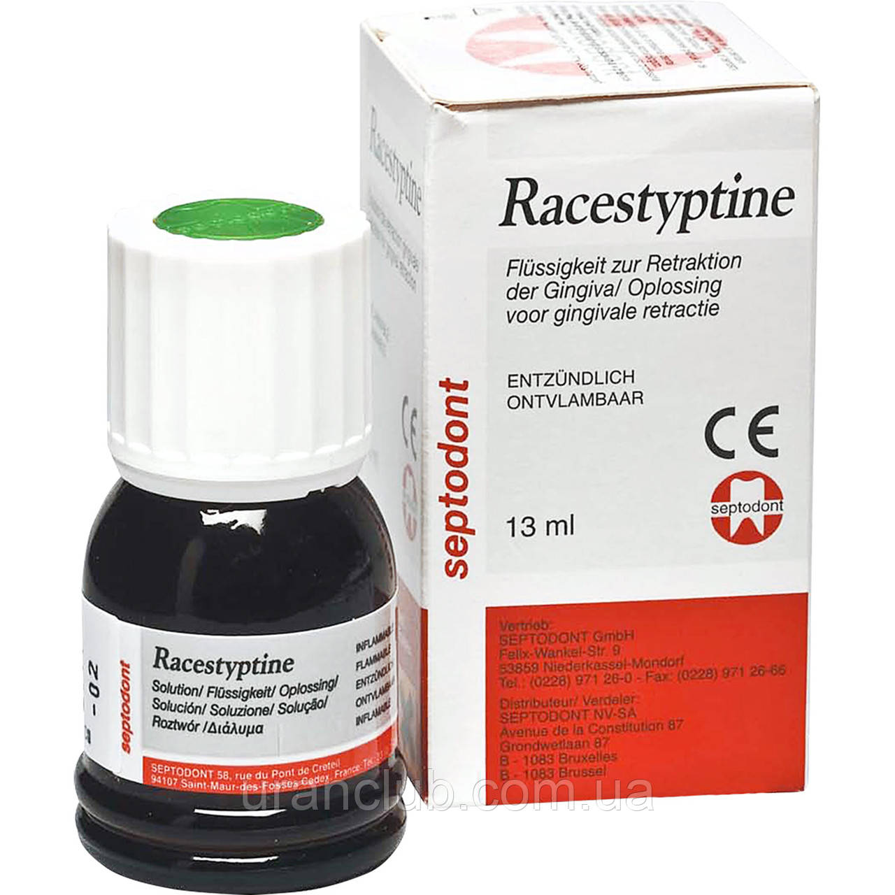 Кровоспинний засіб для ретракції ясен Racestyptine solution Рацестиптин Солюшен (13мл), Septodont, фото 1