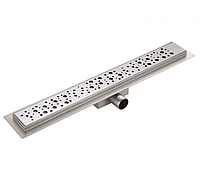 Трап для душу з нержавіючої сталі 500 мм з сухим затвором сатиновий SUS304 KOER FD20-70x500 KR3266