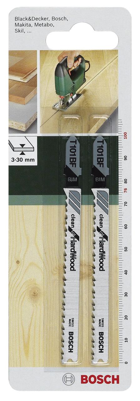 Bosch Полотно пиляльне для електролобзика BiM для дерева, T 101 BF, 2.7х100 мм, 2 шт.