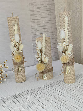 Набір свічок із натуральної вощини "Сімейне вогнище", 3шт./набір