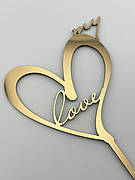 Топпер дзеркальний золотий у вигляді серця, весільний топер для торта серце