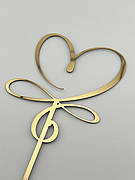 Топпер дзеркальний золотий у вигляді серця, весільний топер для торта серце