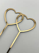 Топпер дзеркальний золотий у вигляді серця, весільний топер для торта серце