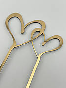 Топпер дзеркальний золотий у вигляді серця, весільний топер для торта серце