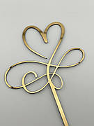 Топпер дзеркальний золотий у вигляді серця, весільний топер для торта серце