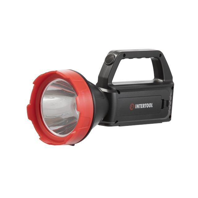 Ліхтар акумуляторний 1LED + 1COB LED, power bank, індикатор заряду, сонячна панель INTERTOOL LB-0107