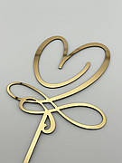 Топпер дзеркальний золотий у вигляді серця, весільний топер для торта серце