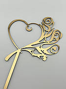 Топпер дзеркальний золотий у вигляді серця, весільний топер для торта серце