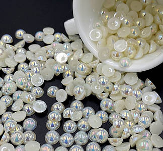 Напівнамистини / Напівперли / Ø-8мм / Упаковка 20 грам ≈ 150 шт / Айворі з АБ