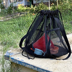 Сумка ORGANIZE з міцної сітки в пісочницю на затяжці 32*32 см (чорний)