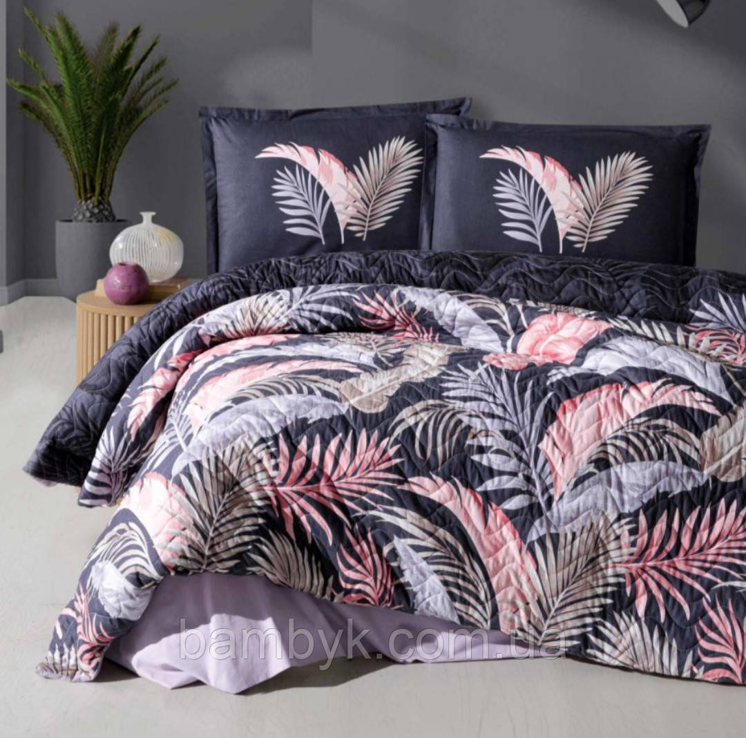 Постільна білизна євро 4 сезони Clasy "Hena V1" стьобана підковдра бавовняна якісна Туреччина