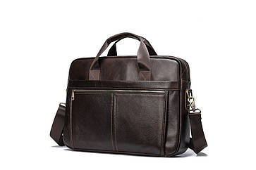 Чоловіча шкіряна сумка-портфель Marrant для документів і ноутбука 17.3 дюймів — коричневий