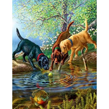 Алмазна мозаїка на підрамнику картина стразами 40х50 см DIY Цуценята (SGLE 70578 - F)