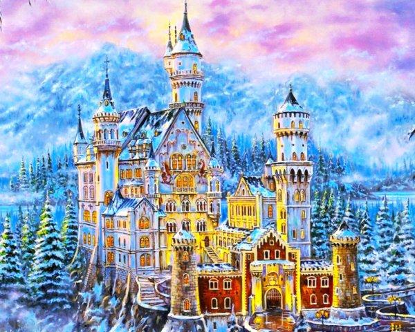 Алмазна мозаїка на підрамнику картина стразами 40х50 см DIY Казковий будинок (SGLE 70593 - F)