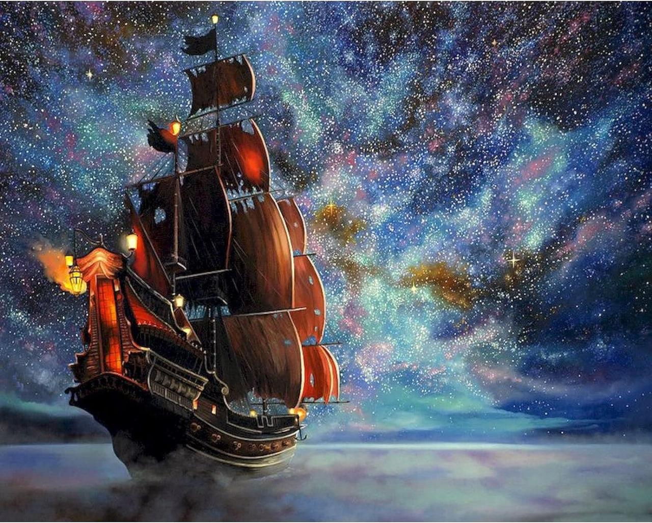 Алмазна мозаїка на підрамнику картина стразами 40х50 см DIY Корабель (SGLE 71796 - F), фото 1