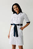 Жіночий медичний халат з синіми вставками з пояском 44, фото 3