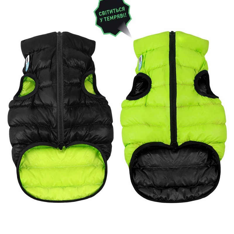 Курточка для собак AiryVest Lumi двостороння S 30 салатово-чорна/1673, фото 1