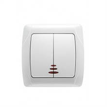 Вмикач VIKO Carmen подвійний внутрішній з підсвіткою білий 90561050-UA1