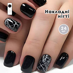 Накладні нігті 24 шт.+ клейові стики для нігтів, типси овал для манікюру