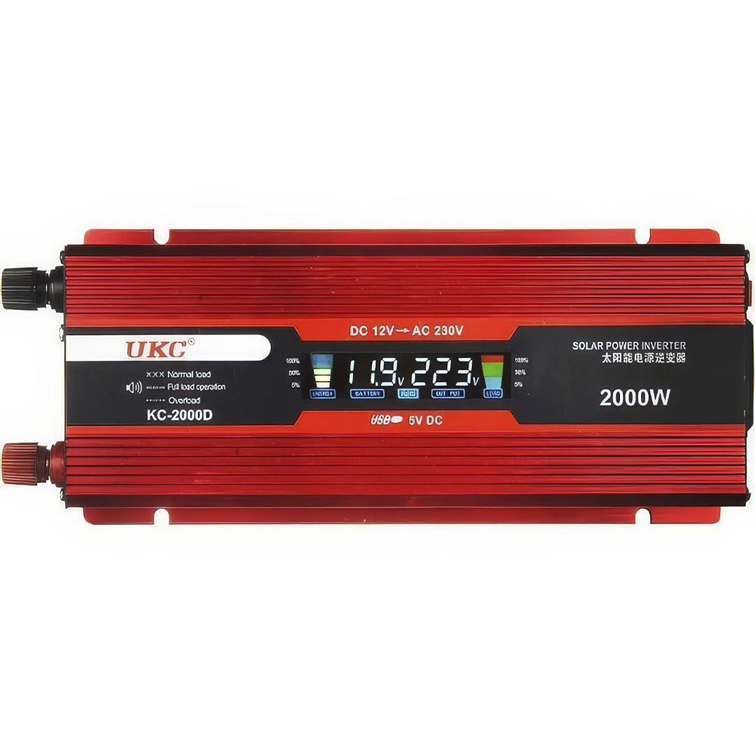 Перетворювач напруги інвертор KC-2000D 2000W 12-220V Автомобільний перетворювач з дисплеєм