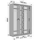 Шафа Купе (2) Шир від 1800 до 2400 мм., Вис 2400 мм., Гл 600 мм. + Дзеркало, фото 4